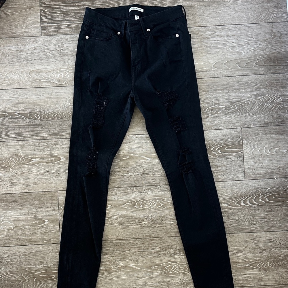 Good American Black Distressed Women Jeans good legs size 27